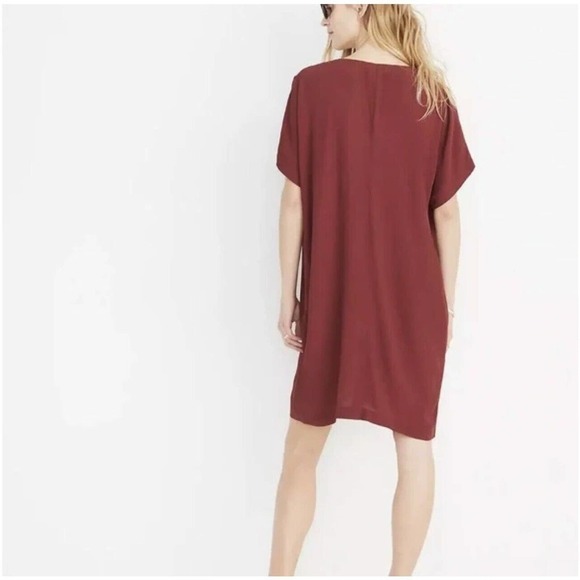 Madewell Burgundy Shirt Dress Womens XXS 2XS Short Sleeve Button Front Shapeless - Picture 7 of 13